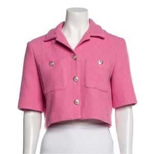 Maje Pink Cropped Cardigan